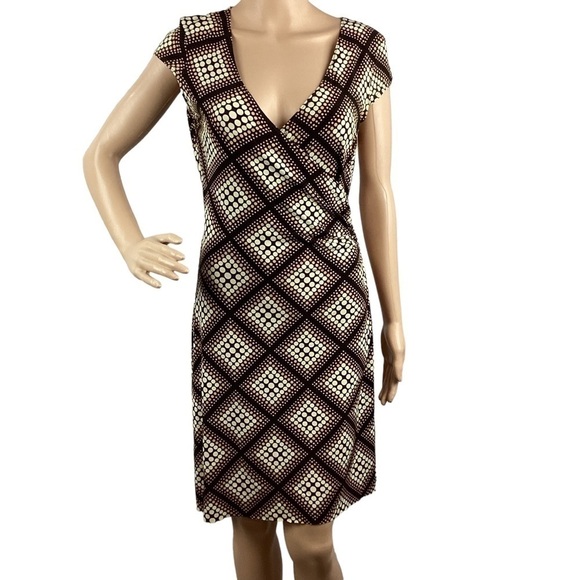 Laundry by Shelli Segal Vintage Dress Size 2 Brown Geometric Print - Picture 1 of 6